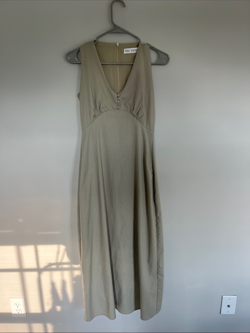 Olive-Green Sleeveless Midi Dress